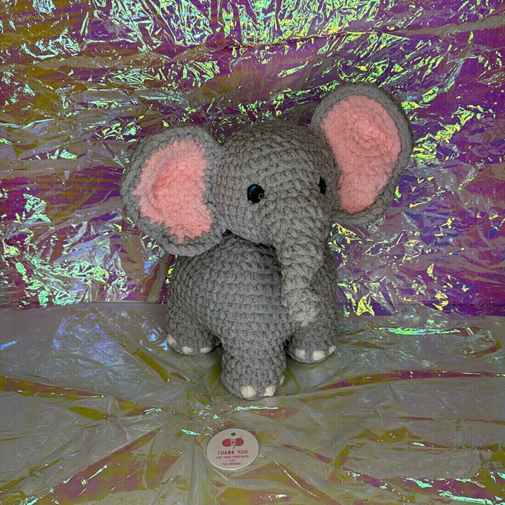 Sparkly crochet elephant plush